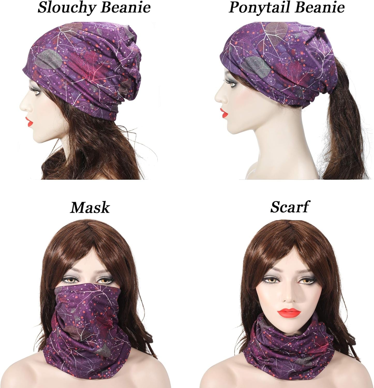 Women Fashion Slouchy Beanie Hat for Summer Stretch Infinity Scarf Headwear Skull Cap