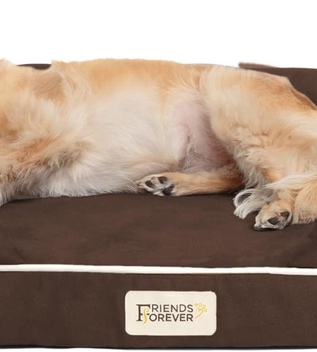 Small Dog Bed, Orthopedic Dog Sofa Memory Foam Mattress, Calming Dog Couch Bed, Wall Rim Pillow, Water Resistant Liner, Washable Cover, Non-Slip Bottom, Chester, Small Cocoa Brown