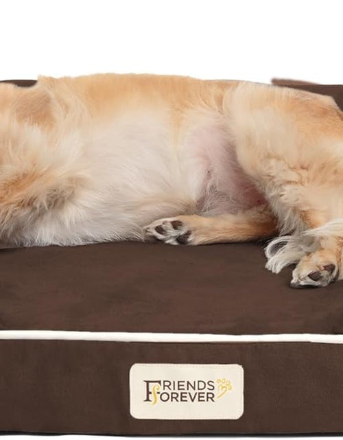 Load image into Gallery viewer, Small Dog Bed, Orthopedic Dog Sofa Memory Foam Mattress, Calming Dog Couch Bed, Wall Rim Pillow, Water Resistant Liner, Washable Cover, Non-Slip Bottom, Chester, Small Cocoa Brown

