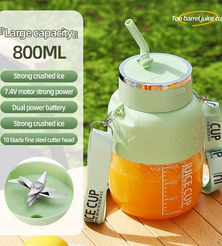 Sports Cup 800Ml Electric Fruit Juicer Portable Home USB Rechargeable Bucket Juicing Cup Mixer for Shakes and Smoothies