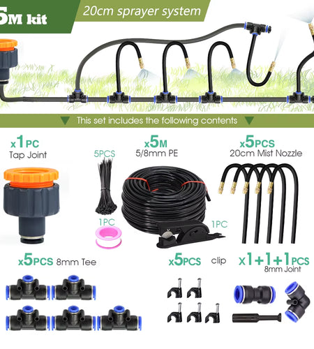 DIY 30M-5M Universal Sprayer Kit – Patio Misting & Cooling System for Garden Irrigation