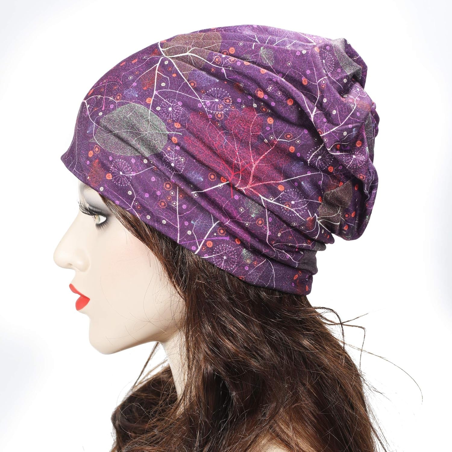 Women Fashion Slouchy Beanie Hat for Summer Stretch Infinity Scarf Headwear Skull Cap