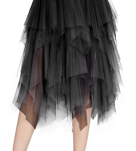 Women'S Sheer Tutu Skirt Tulle Mesh Layered Midi Skirt