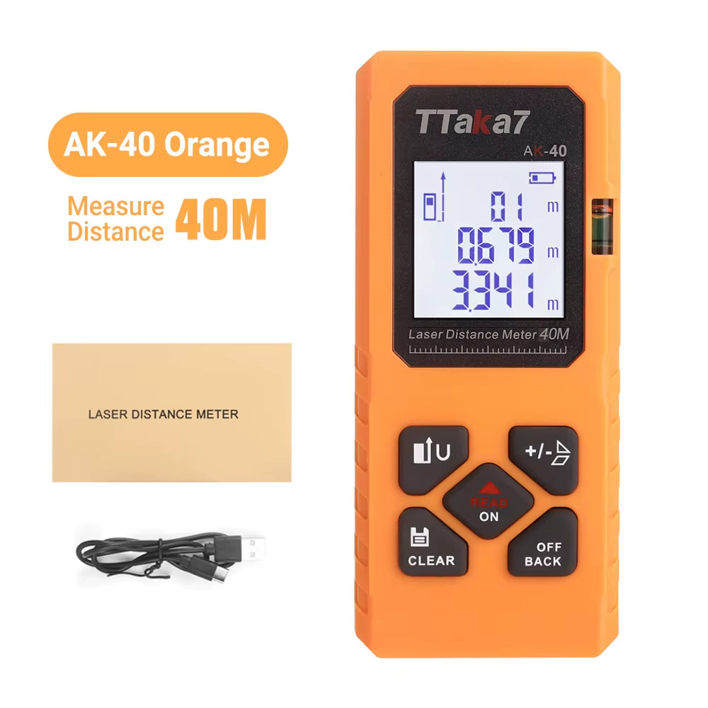 SmartMeasure 40M/60M Mini Laser Distance Meter – USB Rechargeable Handheld Rangefinder for Accurate Measurements
