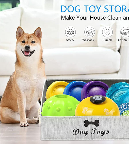 Canvas Pet Toy and Accessory Storage Bin, Basket Chest Organizer - Perfect for Organizing Pet Toys, Blankets, Leashes and Food 0605