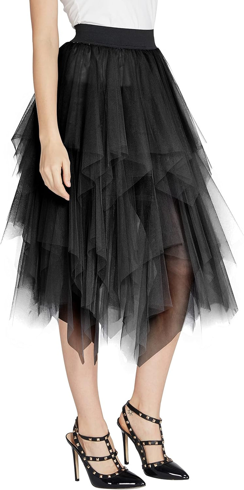 Women'S Sheer Tutu Skirt Tulle Mesh Layered Midi Skirt