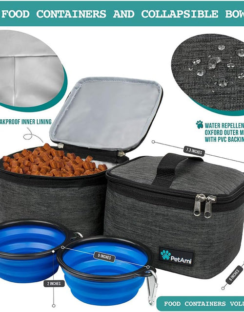Load image into Gallery viewer, Dog Travel Bag | Airline Approved Tote Organizer with Multi-Function Pockets, Food Container Bag and Collapsible Bowl | Perfect Weekend Pet Travel Set for Dog, Cat
