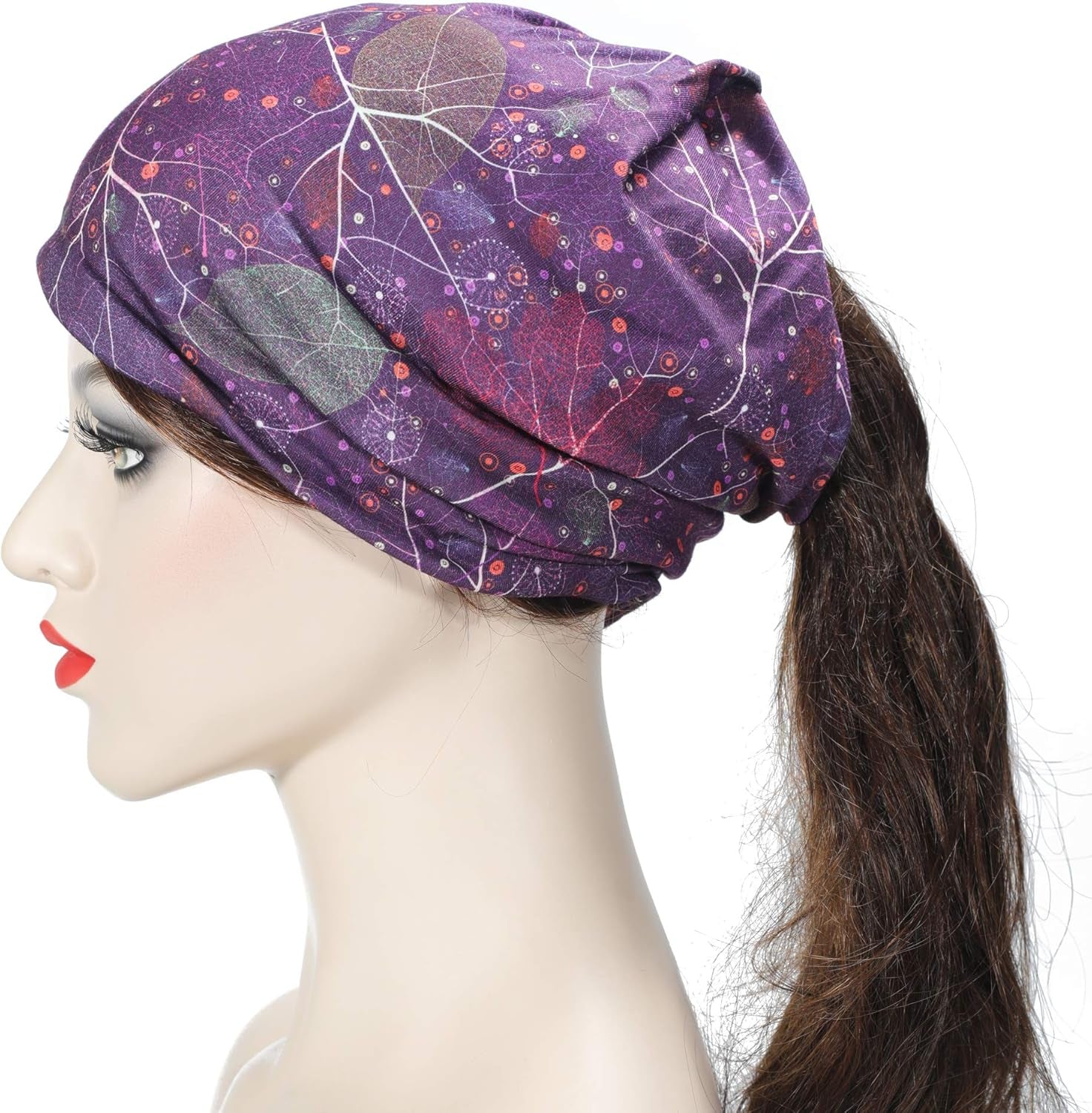 Women Fashion Slouchy Beanie Hat for Summer Stretch Infinity Scarf Headwear Skull Cap