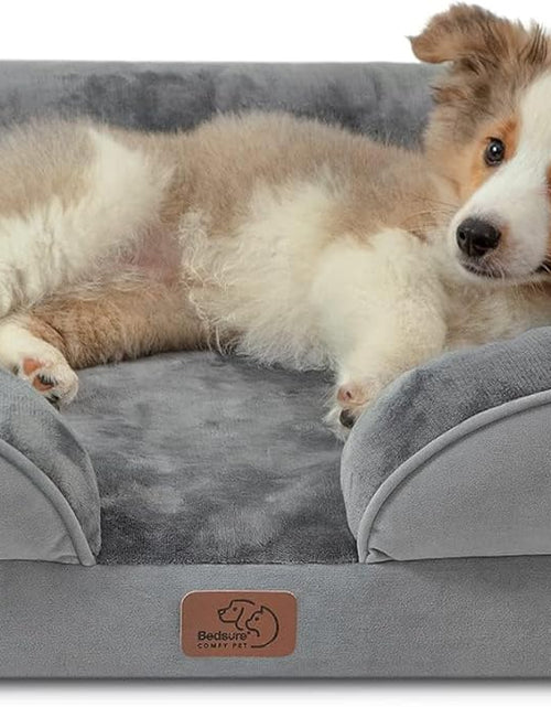 Load image into Gallery viewer, Orthopedic Dog Bed for Medium Dogs - Waterproof Dog Sofa Bed Medium, Supportive Foam Pet Couch Bed with Removable Washable Cover, Waterproof Lining and Nonskid Bottom, Grey
