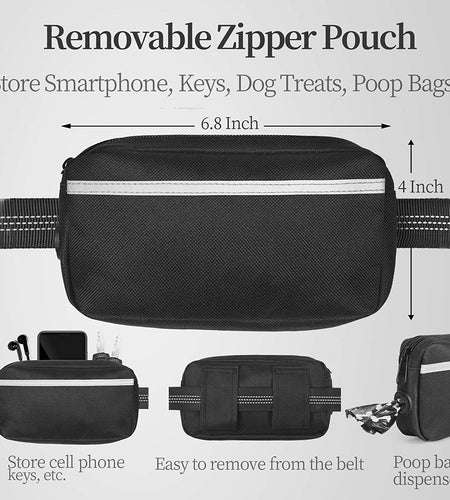 Hands Free Dog Leash with Zipper Pouch, Dual Padded Handles and Durable Bungee for Walking, Jogging and Running Your Dog, Medium (8-25 Lbs) | Large (25-150 Lbs)