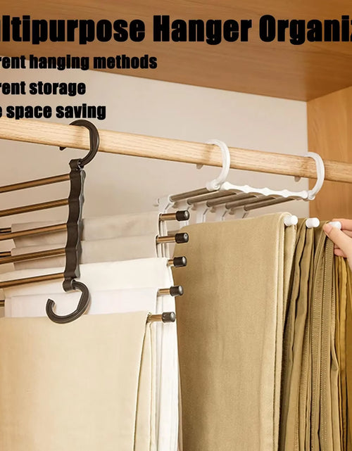 Load image into Gallery viewer, Maxirack 5-In-1 Magic Trouser Rack – Stainless Steel Folding Pant &amp; Tie Organizer for Closet &amp; Wardrobe Storage
