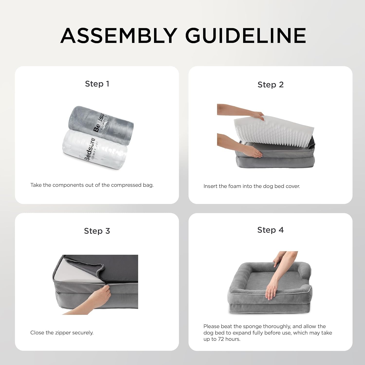 Orthopedic Dog Bed for Medium Dogs - Waterproof Dog Sofa Bed Medium, Supportive Foam Pet Couch Bed with Removable Washable Cover, Waterproof Lining and Nonskid Bottom, Grey