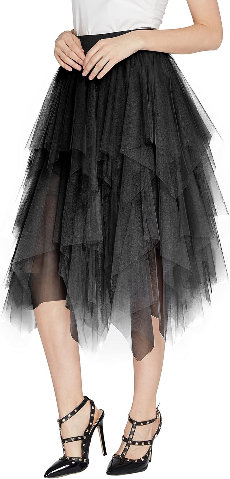 Women'S Sheer Tutu Skirt Tulle Mesh Layered Midi Skirt