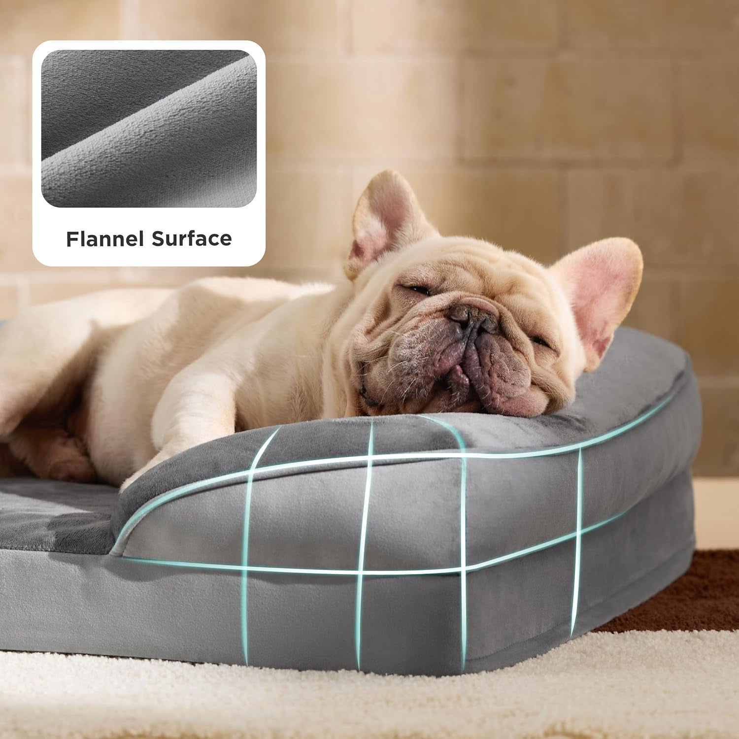 Orthopedic Dog Bed for Medium Dogs - Waterproof Dog Sofa Bed Medium, Supportive Foam Pet Couch Bed with Removable Washable Cover, Waterproof Lining and Nonskid Bottom, Grey