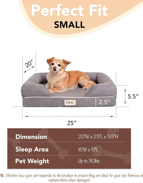Load image into Gallery viewer, Small Dog Bed, Orthopedic Dog Sofa Memory Foam Mattress, Calming Dog Couch Bed, Wall Rim Pillow, Water Resistant Liner, Washable Cover, Non-Slip Bottom, Chester, Small Cocoa Brown
